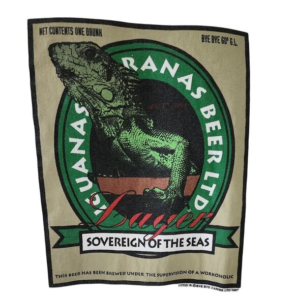VTG Iguana Ranas Beer LTD Sovereign of the Seas White Short Sleeve T-shirt M LG - Picture 3 of 8